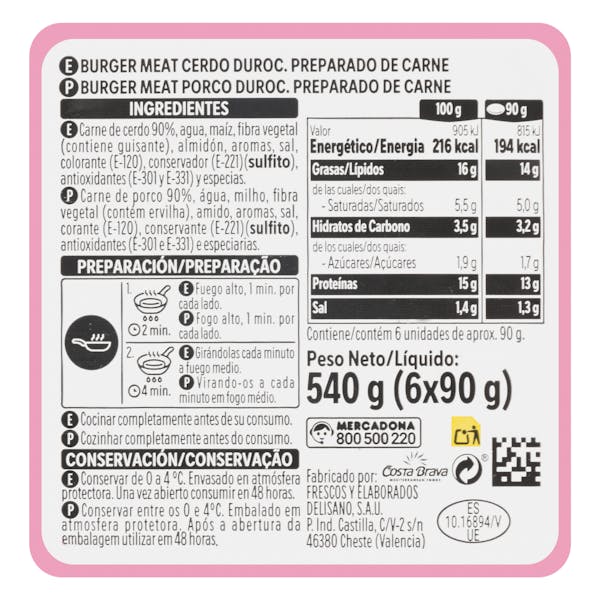 Burger de cerdo