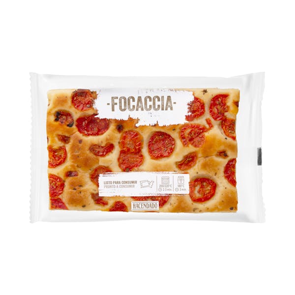 Focaccia con tomates cherry Hacendado