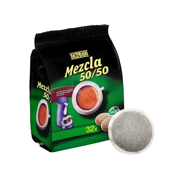 Café mezcla monodosis Carrefour compatible con Senseo 32 unidades de 7 g.