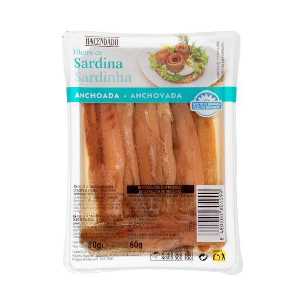 Filetes de sardina anchoada Hacendado en aceite de girasol