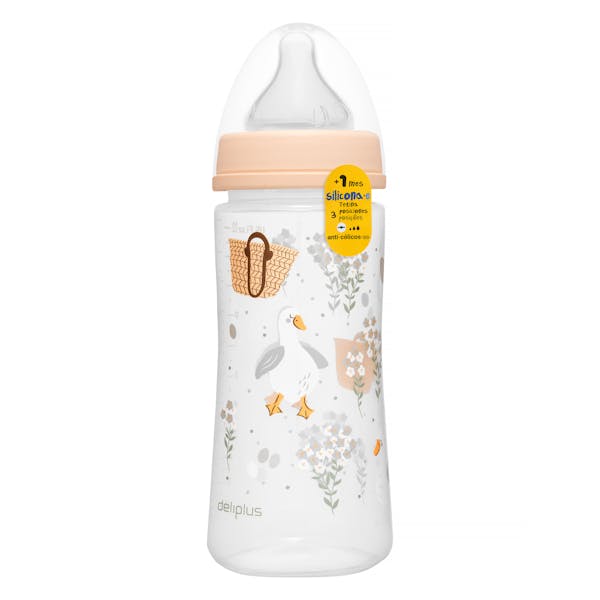 Biberón 360 ml tetina silicona tres posiciones Deliplus +1 mes