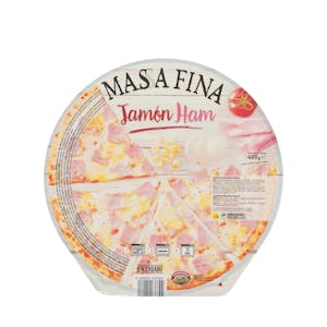 Thin-crust ham pizza deep frozen Hacendado