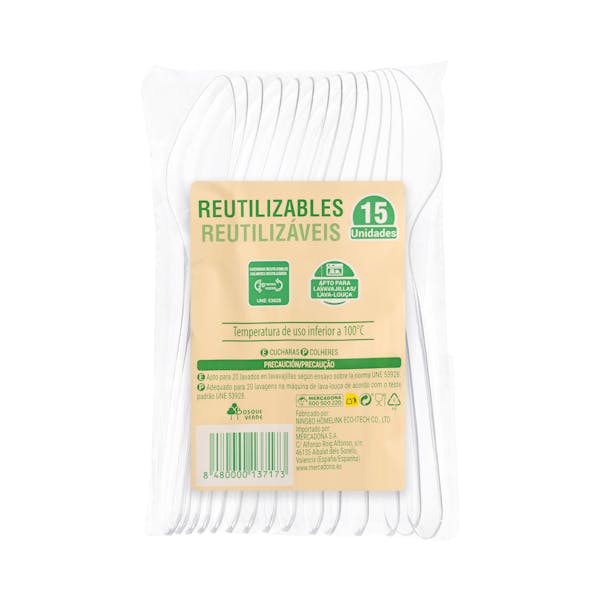 Imagen de Cucharas de plástico Bosque Verde reutilizables