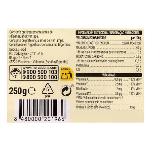 Margarina 100% vegetal Hacendado