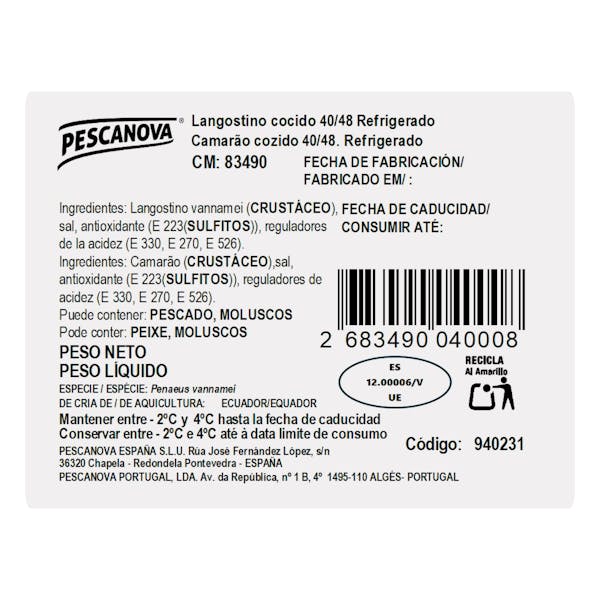 Langostino cocido