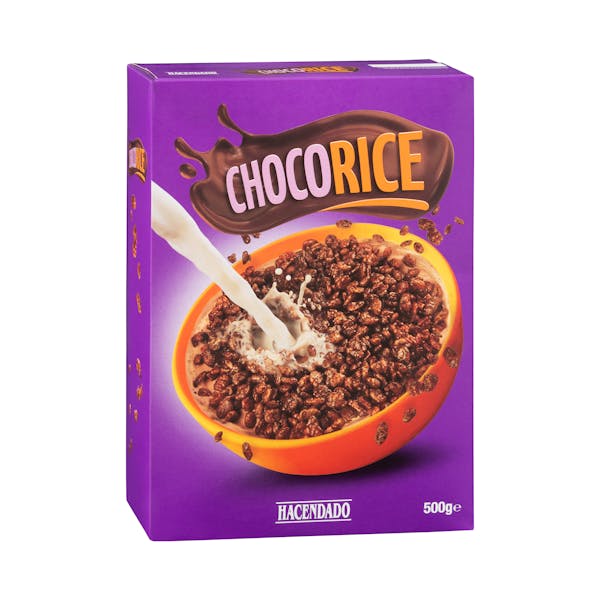 Cereales de arroz inflado Choco Rice Hacendado con chocolate