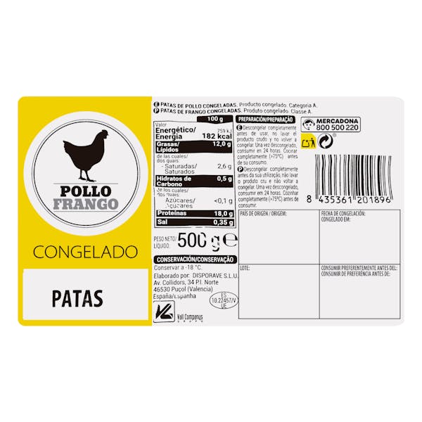Patas de pollo congeladas