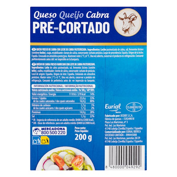 Queso precortado de cabra Hacendado