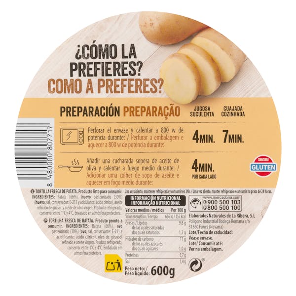 Tortilla de patata Hacendado