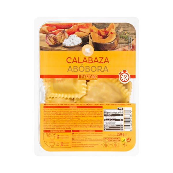 Imagen de Pasta fresca ravioli rellena de calabaza con cebolla Hacendado