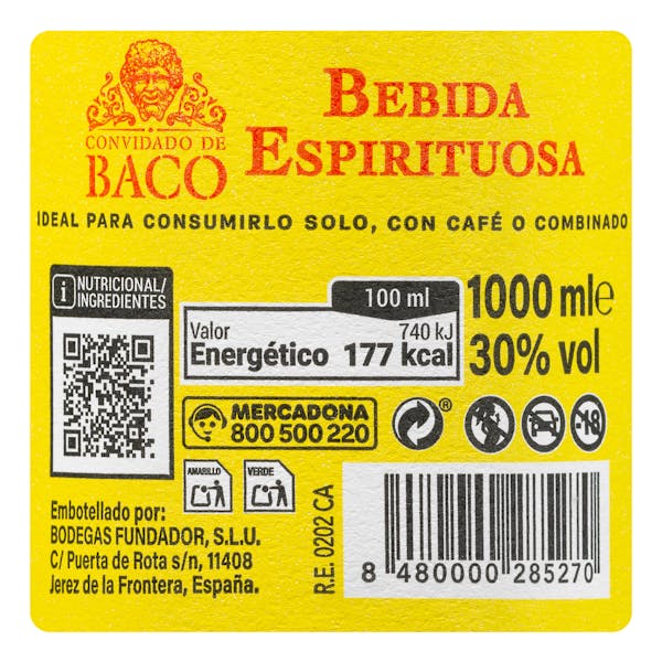 Bebida espirituosa Convidado de Baco