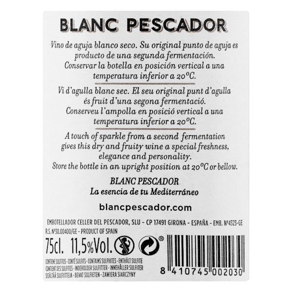 Vino blanco de aguja espumoso Blanc Pescador