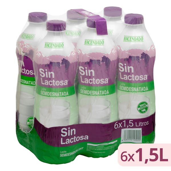 Leche semidesnatada sin lactosa Hacendado 9 l. en Mercadona