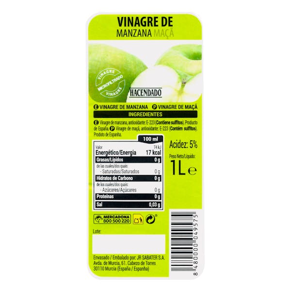 Vinagre de manzana Hacendado