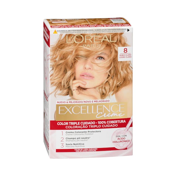 Coloración permanente 8 rubio claro Excellence Creme