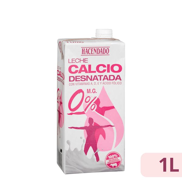 Leche desnatada calcio Hacendado