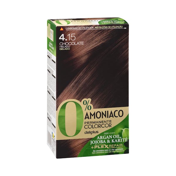 Coloración permanente 4.15 chocolate helado Deliplus 0% amoníaco