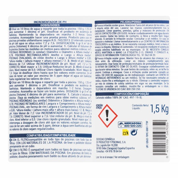 Incrementador de pH para piscina