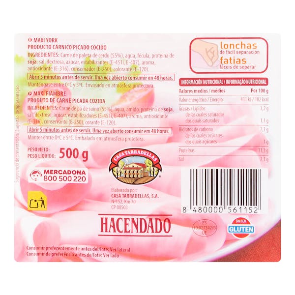 Maxi york Hacendado finas lonchas