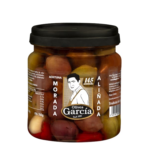 Aceitunas moradas rajadas aliñadas Olives García