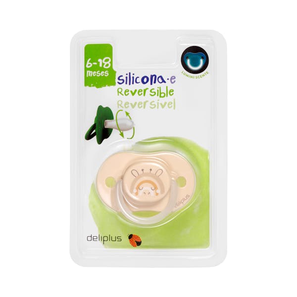 Chupete silicona reversible Deliplus +6 a 18 meses luminiscente