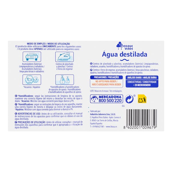 Agua destilada Bosque Verde