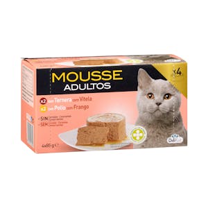 Mousse con ternera y pollo gato adulto Delikuit