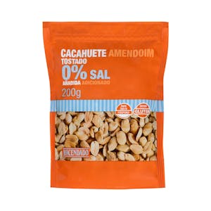 Cacahuete tostado Hacendado pelado 0% sal añadida