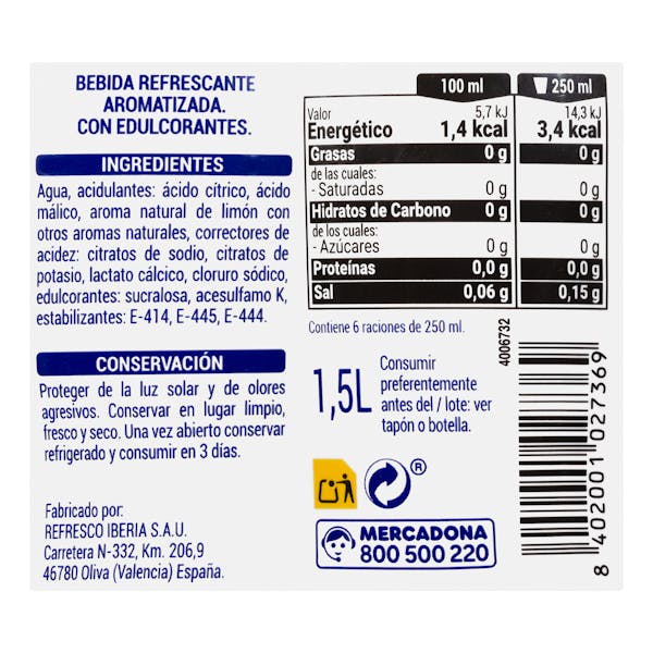 Bebida isotónica Zero sabor cítrico Iso drink