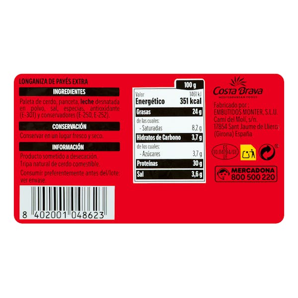 Longaniza de payés extra Hacendado