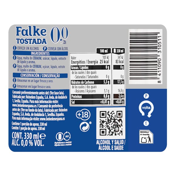 Cerveza 0,0% sin alcohol tostada Falke