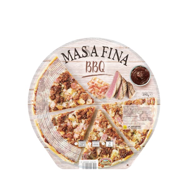 Imagen de Pizza masa fina Barbacoa Hacendado ultracongelada