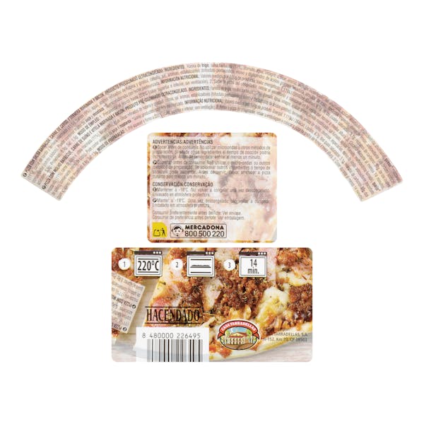 Pizza masa fina Barbacoa Hacendado ultracongelada