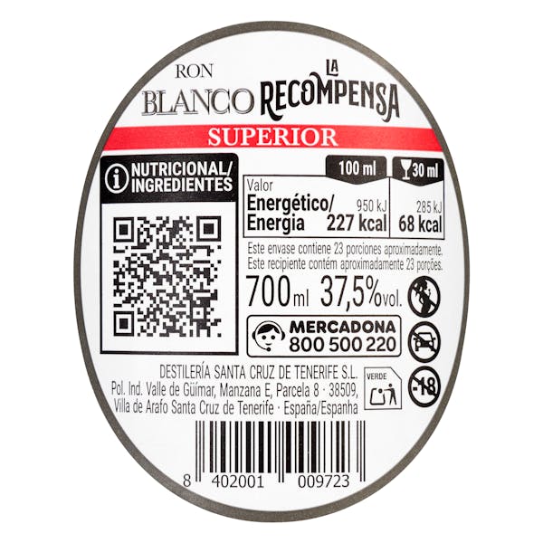 Ron blanco superior La Recompensa