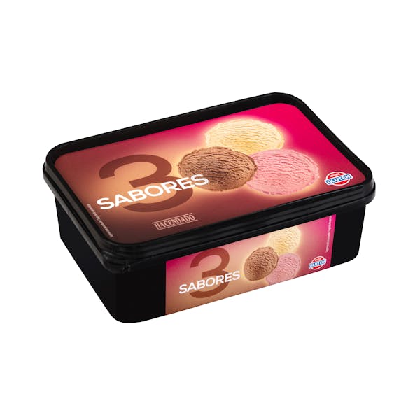 Helado 3 sabores Hacendado chocolate, vainilla y fresa