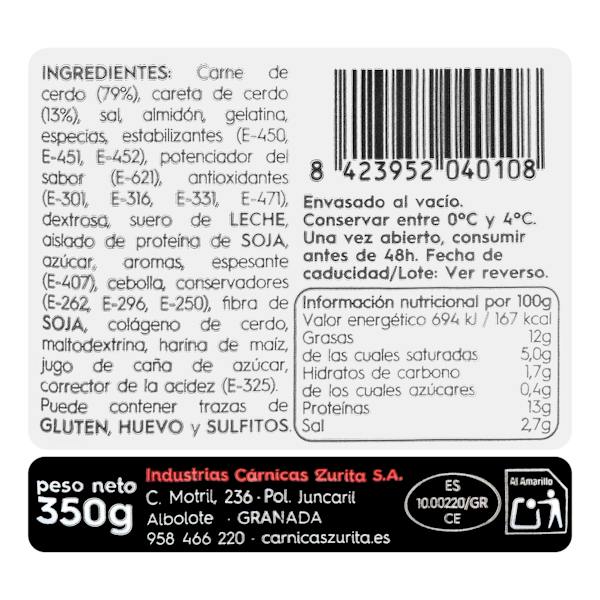 Etiqueta / ingredientes