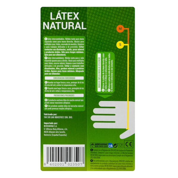 Guantes de látex Bosque Verde talla mediana-grande
