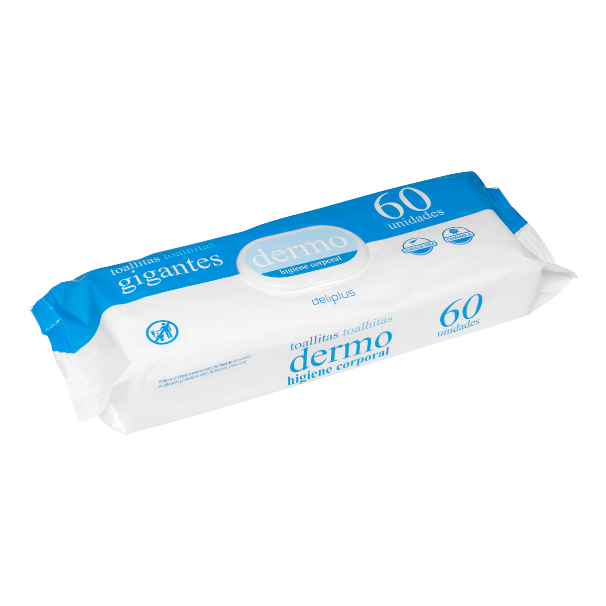 Toallitas Dermo higiene corporal Deliplus tamaño gigantes – Mercadona – صورة إعلانية للمنتج