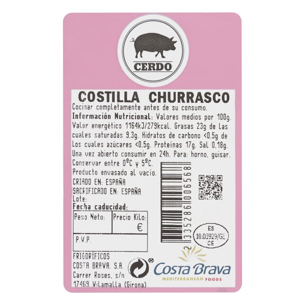 Costilla de cerdo churrasco