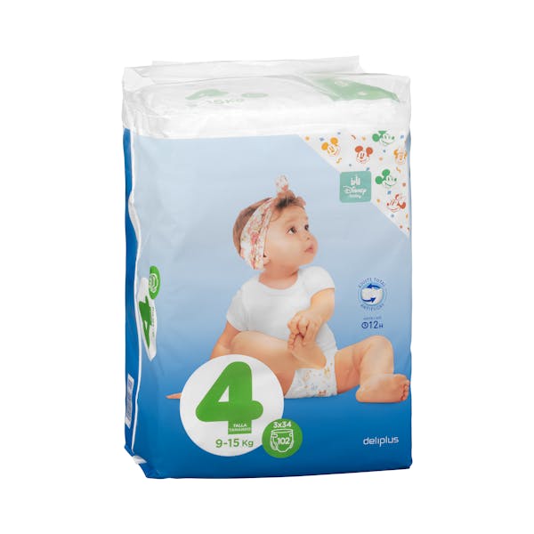 Imagen de Pañales bebé talla 4 de 9-15 kg Deliplus