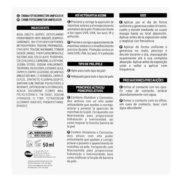 Etiqueta / ingredientes