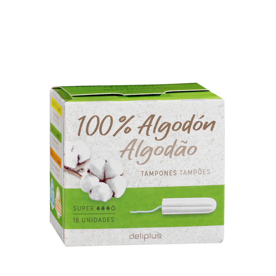 Tampones 100% algodón super Deliplus sin aplicador – Mercadona – صورة المنتج
