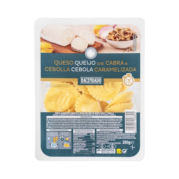 Pasta fresca Girasoles de queso de cabra y cebolla caramelizada Hacendado